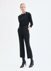 Cropped Cigarette Trouser in Virgin Wool - Black - CO Collections